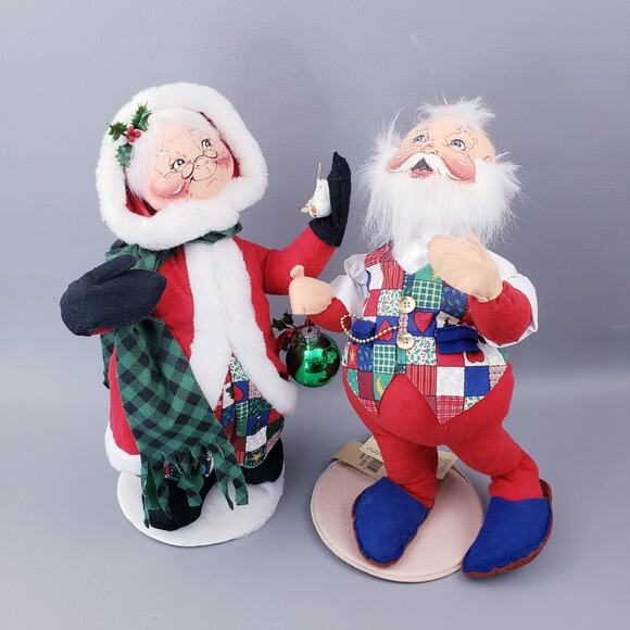 Vintage 1997 Annalee 18" Santa Cluas & Mrs Claus Mobilitee Dolls Rare - Picture 1 of 13